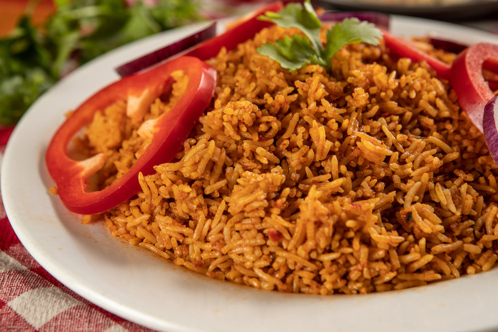This dish is made with Basmati Rice, tomatoes, Red peppers and savoury Spices.